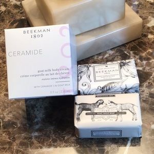 Set of 3 Beekman goat milk products includes whipped body cream and 2 bars soap